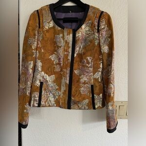 Elie Tahari Stunning Crop Jacket, Metallic Threads, Size 8